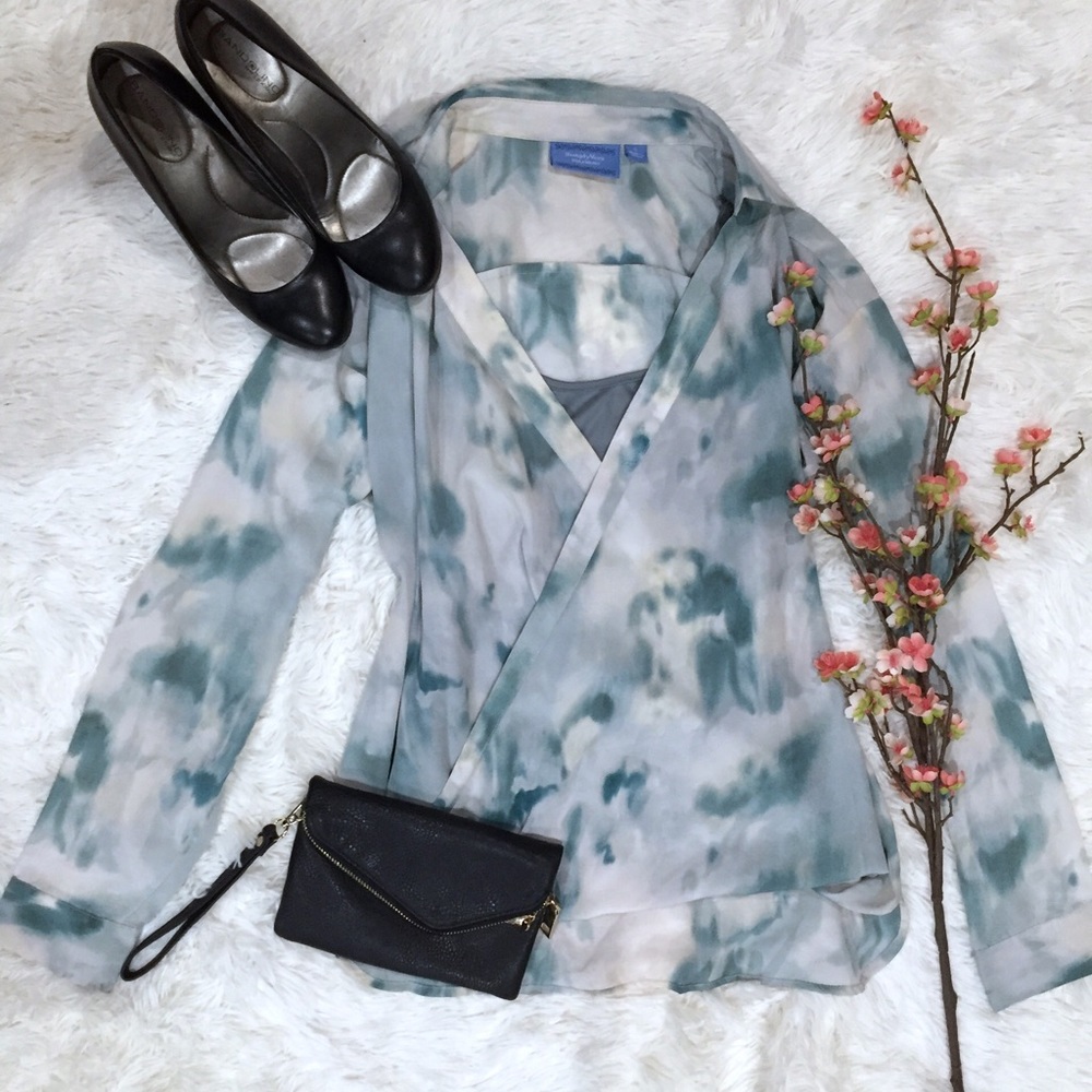🔴 Vera Wang Front Wrap Blouse Matching Tank SZ S